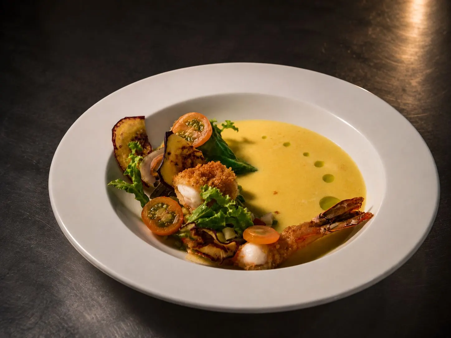 Crevettes à la crème de piment ají
